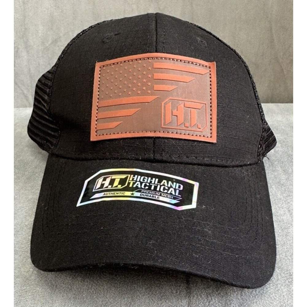 HIGHLAND‎ TACTICAL Operator Mesh Snap Back Trucker Hat Army USA Black Patch Flag